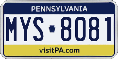 PA license plate MYS8081