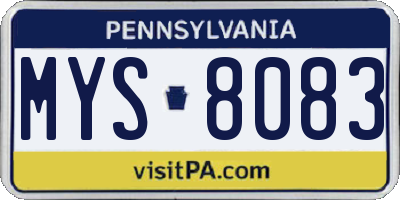 PA license plate MYS8083