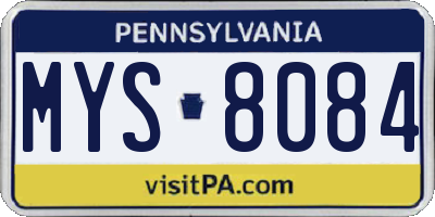 PA license plate MYS8084