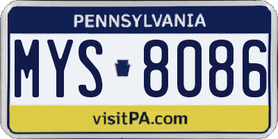 PA license plate MYS8086
