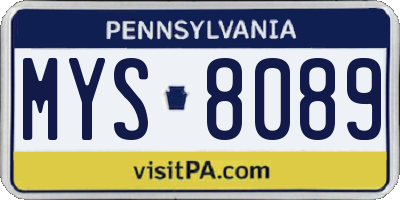 PA license plate MYS8089
