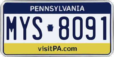 PA license plate MYS8091