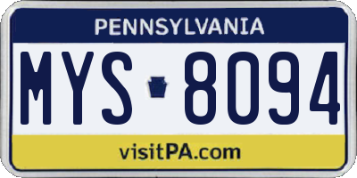 PA license plate MYS8094