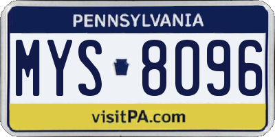 PA license plate MYS8096