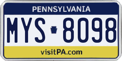 PA license plate MYS8098