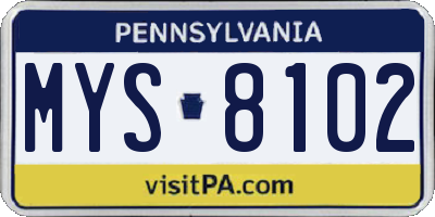 PA license plate MYS8102