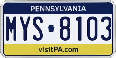 PA license plate MYS8103
