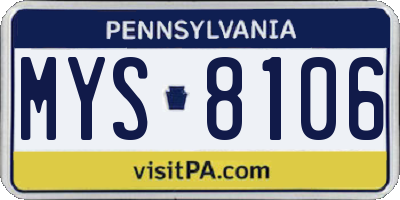 PA license plate MYS8106