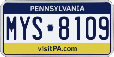 PA license plate MYS8109