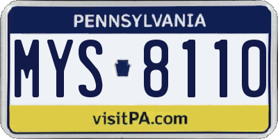 PA license plate MYS8110