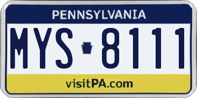 PA license plate MYS8111