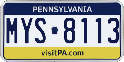 PA license plate MYS8113