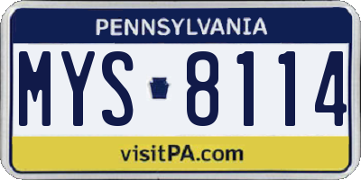 PA license plate MYS8114