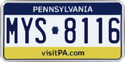 PA license plate MYS8116