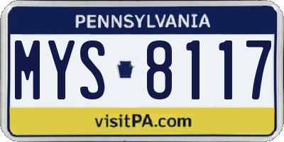 PA license plate MYS8117