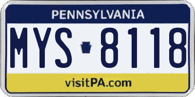 PA license plate MYS8118