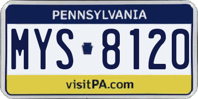 PA license plate MYS8120