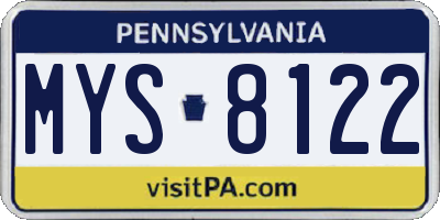 PA license plate MYS8122