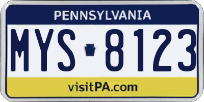 PA license plate MYS8123