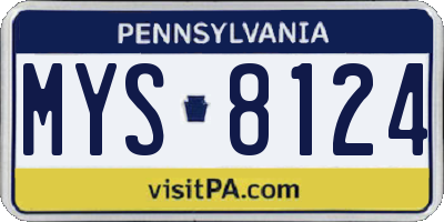 PA license plate MYS8124