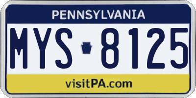 PA license plate MYS8125