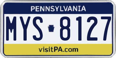 PA license plate MYS8127