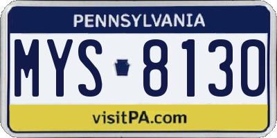 PA license plate MYS8130