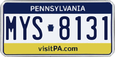 PA license plate MYS8131