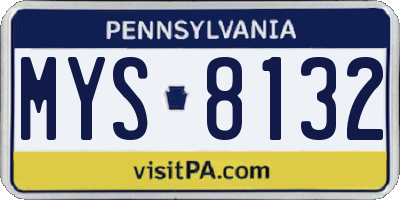 PA license plate MYS8132
