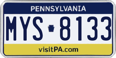 PA license plate MYS8133
