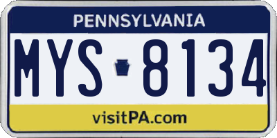 PA license plate MYS8134