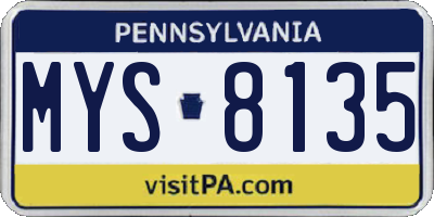 PA license plate MYS8135