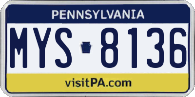 PA license plate MYS8136