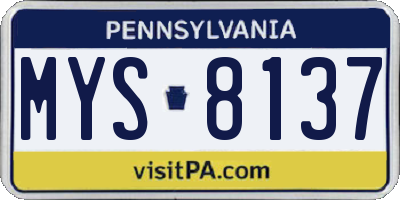 PA license plate MYS8137