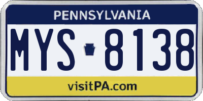 PA license plate MYS8138