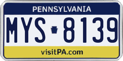 PA license plate MYS8139