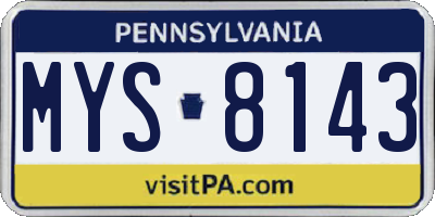 PA license plate MYS8143