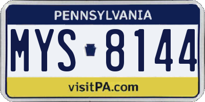 PA license plate MYS8144