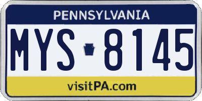 PA license plate MYS8145