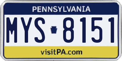 PA license plate MYS8151