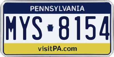 PA license plate MYS8154