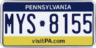 PA license plate MYS8155