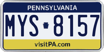 PA license plate MYS8157