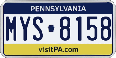 PA license plate MYS8158