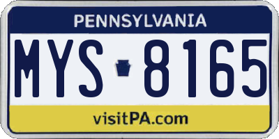 PA license plate MYS8165