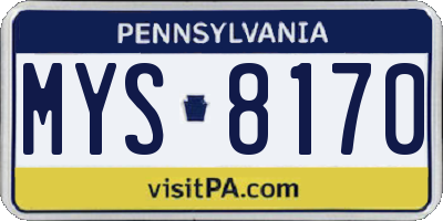 PA license plate MYS8170