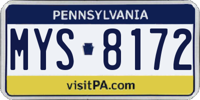 PA license plate MYS8172