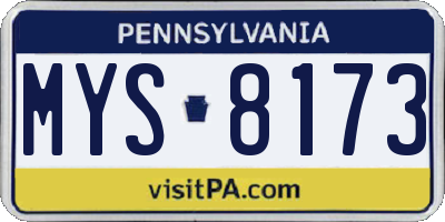 PA license plate MYS8173