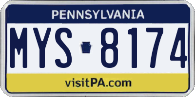PA license plate MYS8174