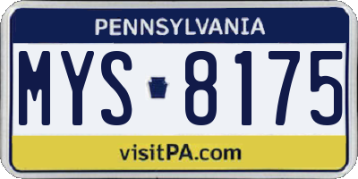 PA license plate MYS8175